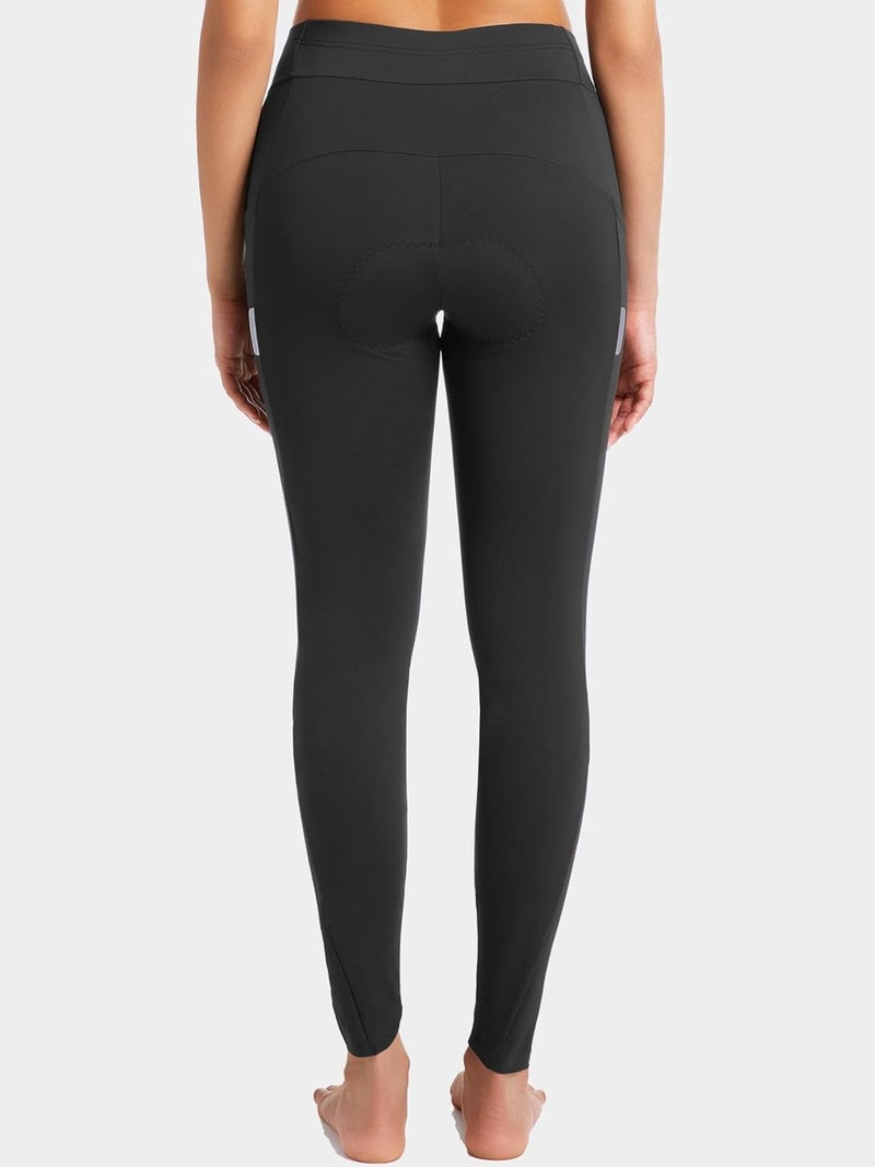 qualidyne Women's 4D Padded Bike Pants, Thermal Fleece-Lined with Pockets, Full-Length Winter Cycling Tights for Cold Weather - Image 3